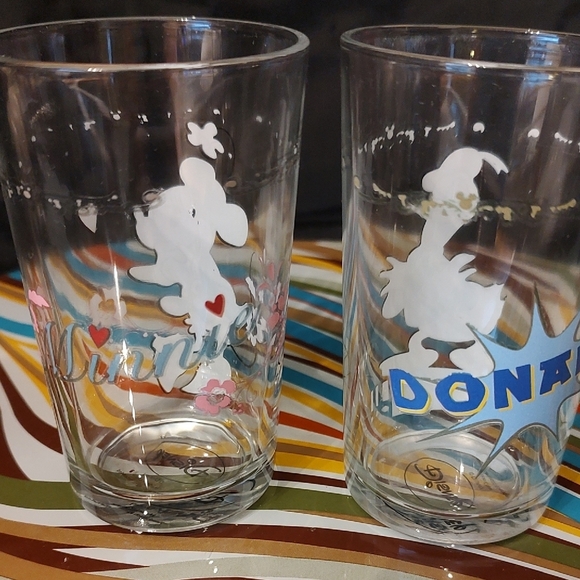 Disney Donald and Minnie Glass Set - Blue and Red Highlights - Picture 2 of 6